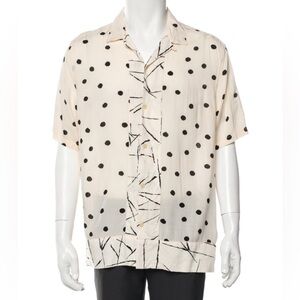 ALLSAINTS Aleatori Button Down Shirt, cream/black, cuffed hem, Men’sXS, WMed